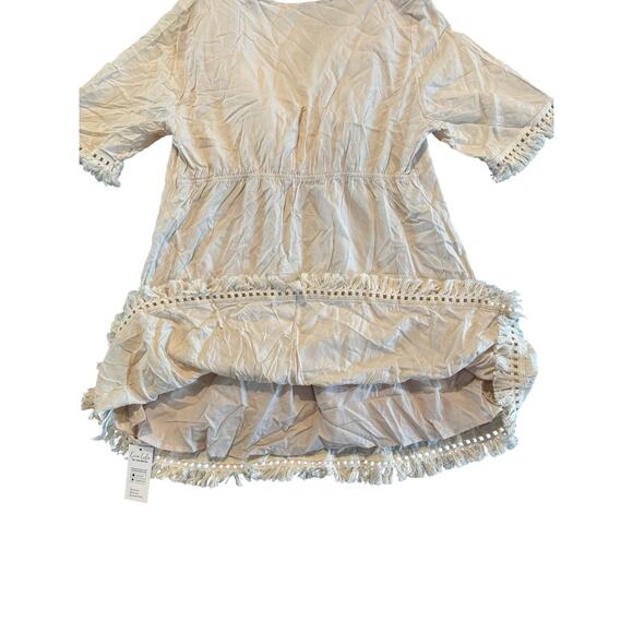 NWT Cupshe Boho Tassel Mini Dress M Beige V-Neck Embellished Lined Beach Coverup - Picture 7 of 12
